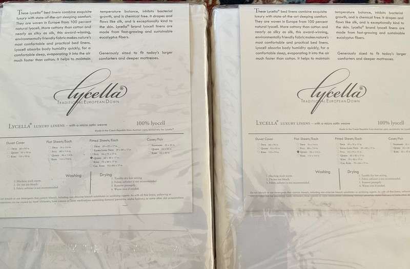Lycella NWT Queen Fitted And Flat White European 100% Lyocell Sheets, MSRP $148 gallery