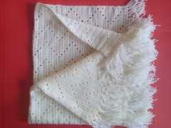 Handmade Solid White Chevron Pattern Crochet Throw/Blanket- 38″ Longx38″ Wide