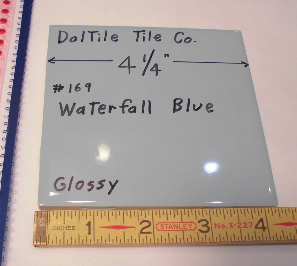 1 pc. Waterfall Blue: Glossy Ceramic Tile by Daltile Co. 4-1/4" Light Blue, NEW