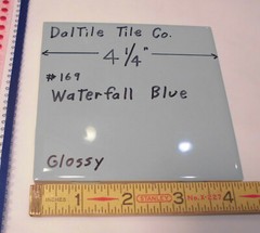 1 pc. Waterfall Blue: Glossy Ceramic Tile by Daltile Co. 4-1/4″ Light Blue, NEW
