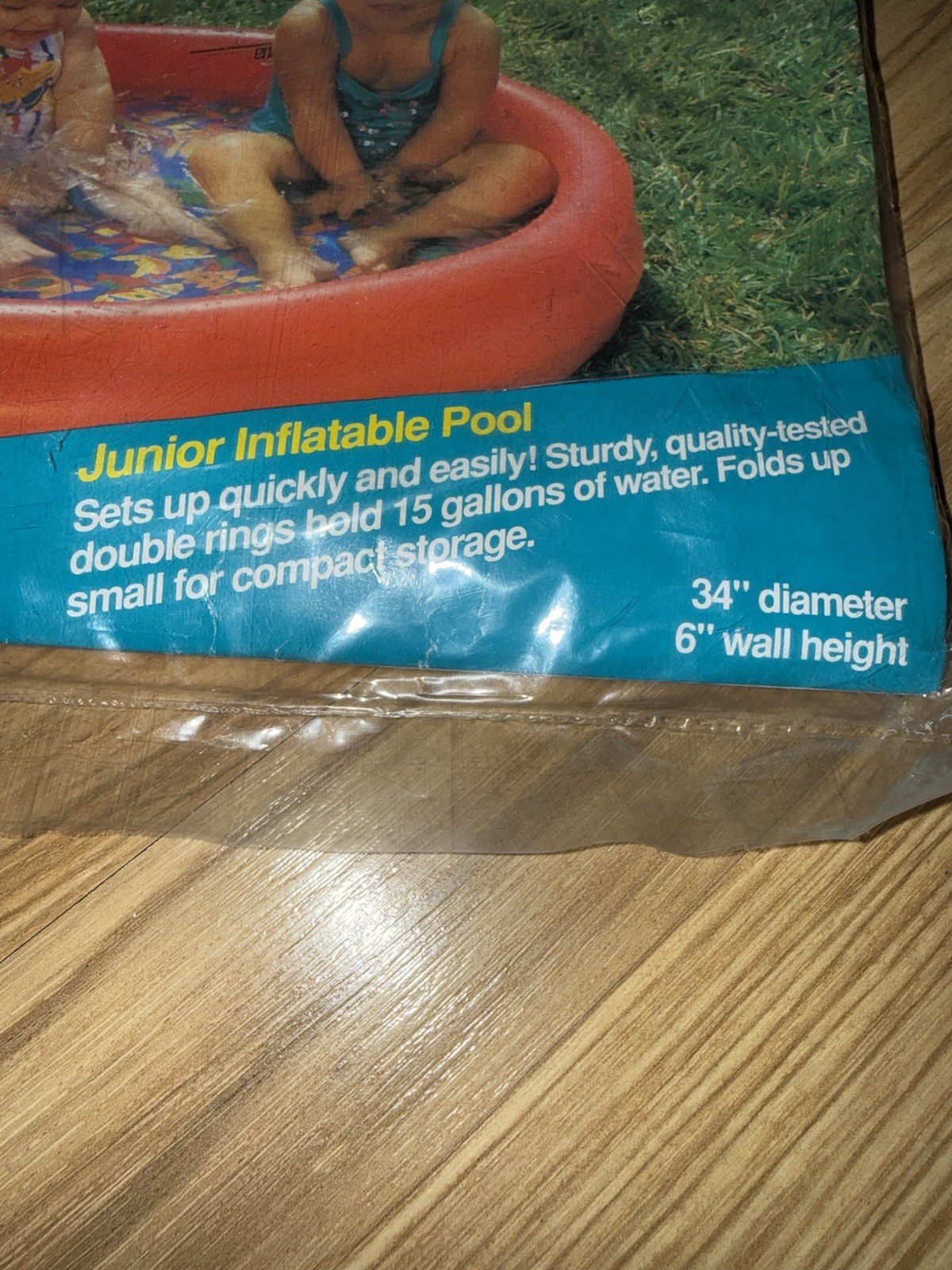 Aqua Vintage Kids Junior Inflatable Splash Pool 1993 Retro 34” Diameter 6” Wall gallery