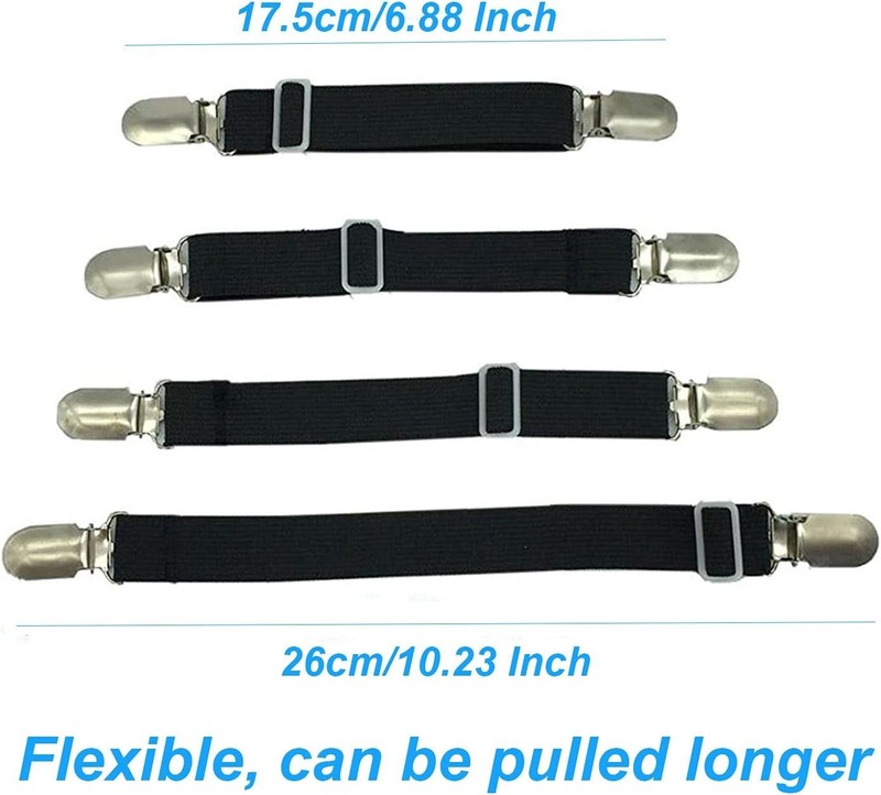 4Pcs Adjustable Bed Sheet Fasteners Suspenders, Elastic Sheet Band Straps gallery