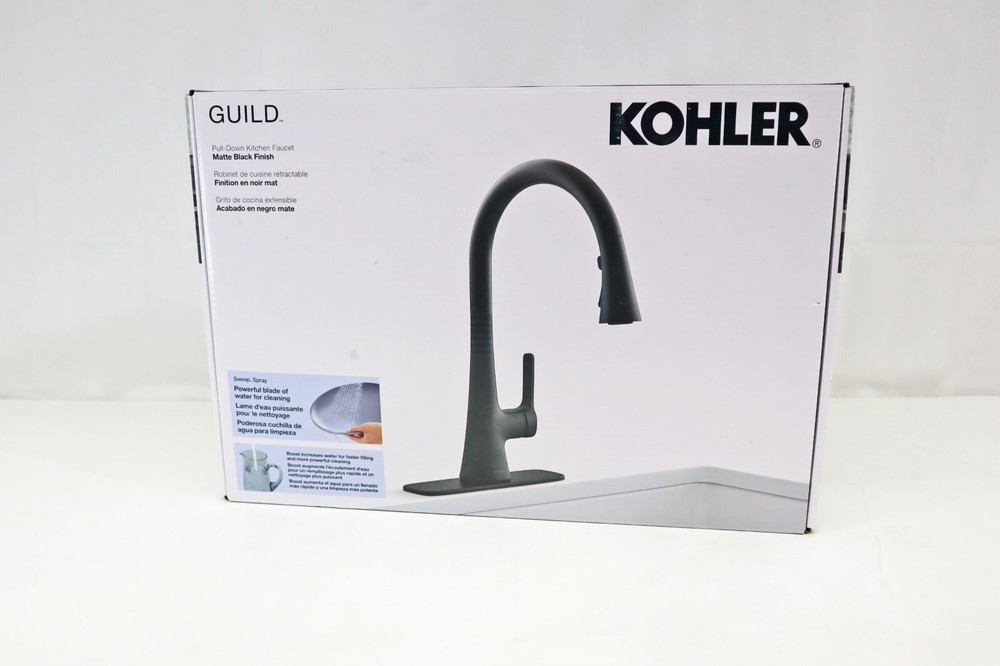 Kohler Guild K-R33912-BL Pull-Down Kitchen Sink Faucet 3-function Matte Black