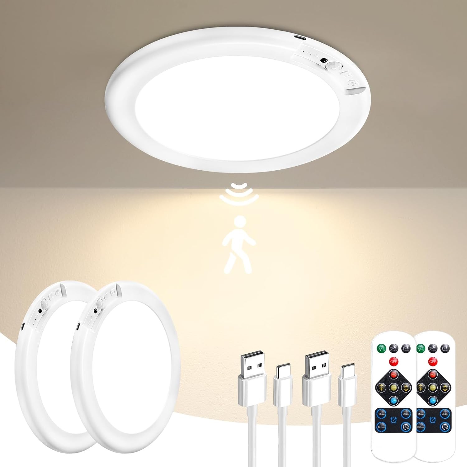 GMOX Rechargeable Motion Sensor Ceiling Light 2/4Pack with Remote gallery