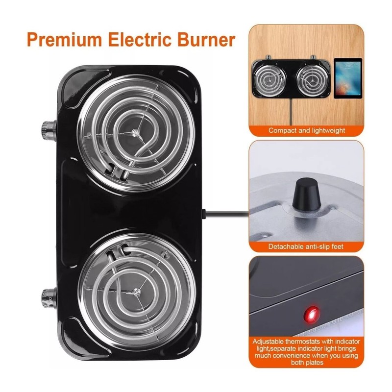 2000W Portable Kitchen Electric Double Burner Hot Plate Cooktop Cooking Stove gallery