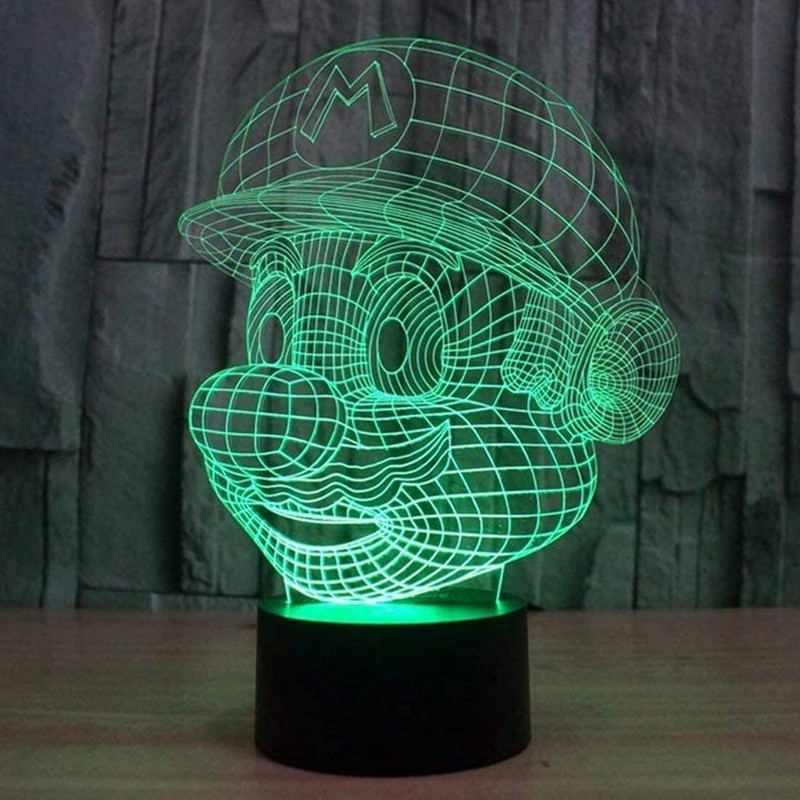 3D Mario Night Light USB Touch Switch Table Desk Optical Illusion Lamps 7 Color gallery
