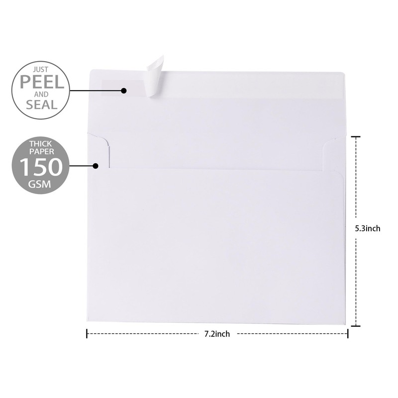 50 Pack 5x7 White A7 Envelopes for Invitations Greeting Cards Self-Seal gallery