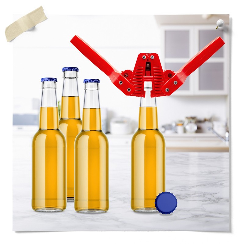 Fermentaholics Beer Bottle Capper & Lid Set and 144 Blue Crown Caps gallery