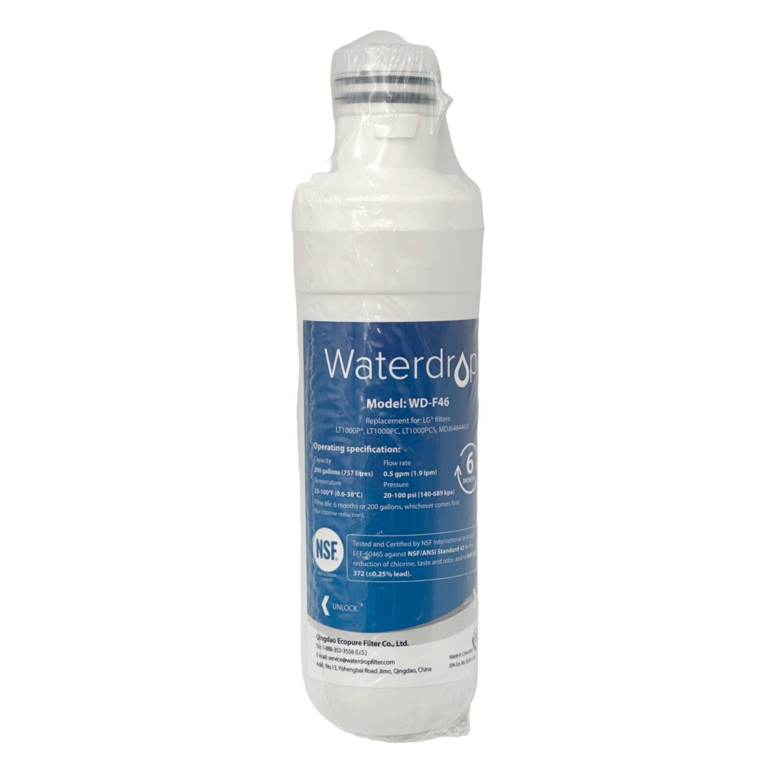 Waterdrop Model WD-F46 Refrigerator Water Filter Replacement New No Box Sealed gallery