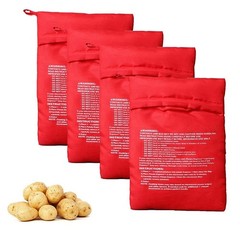 4 Pack Reusable Microwave Potato Bag Baked Potato Cooker Bags Just in Minutes