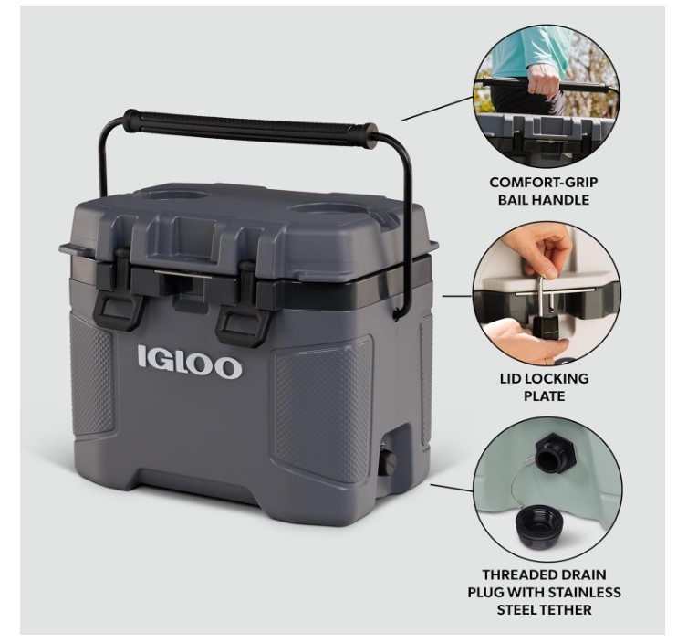 Igloo Trailmate Cooler | Insulated Hard Shell Ice Chest Carbonite gallery