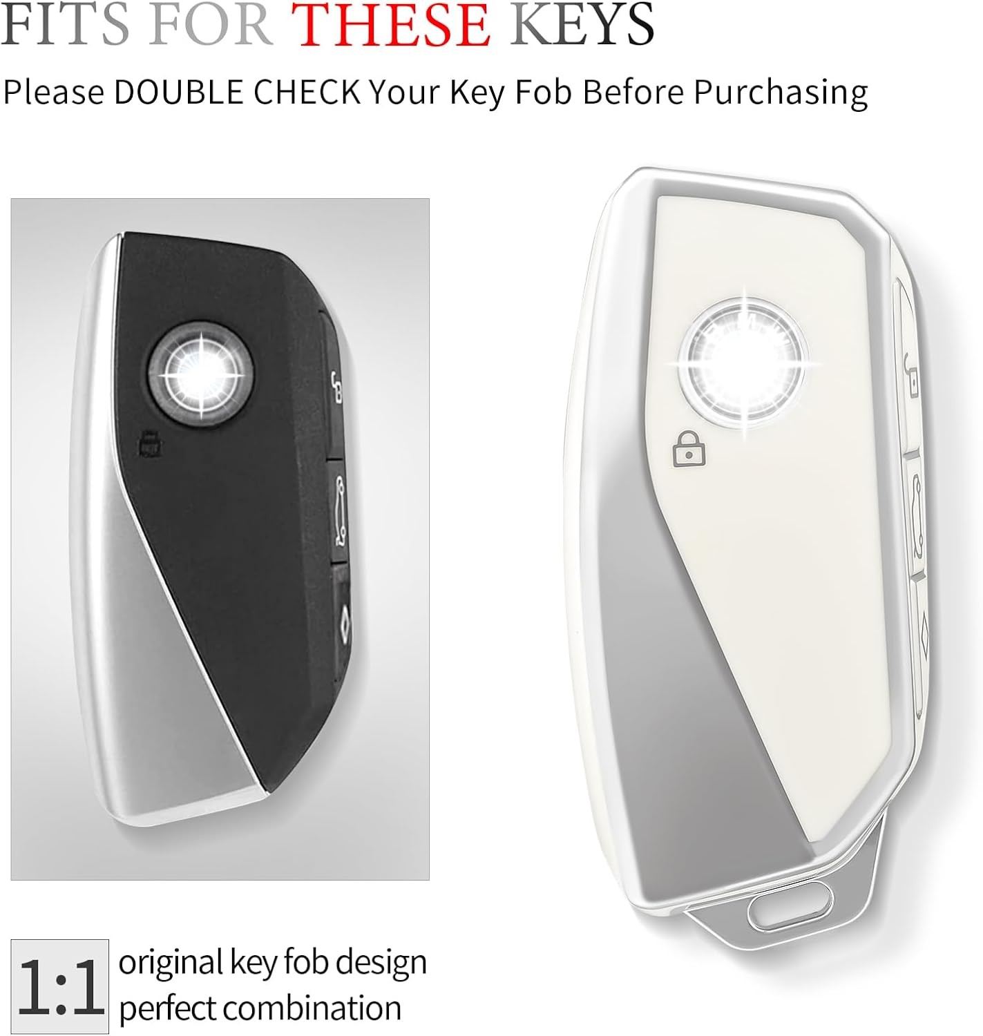 Key Fob Cover, Special Car Key Case Compatible with I7 M S Color: Silver White gallery