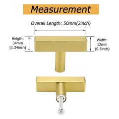20Pcs T Bar Pull Gold Handles Solid Steel Kitchen Cabinet Hardware Modern Pulls