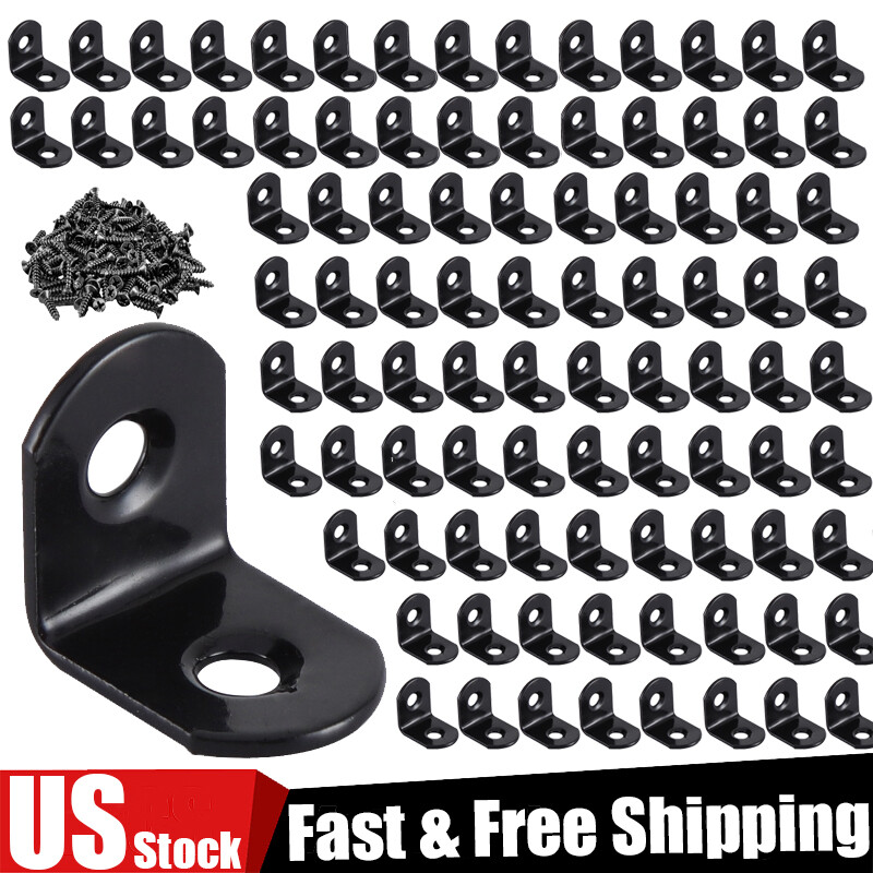 LOT Black L Bracket Corner Brace Sets Stainless Steel Home 90 Degree Right Angle gallery