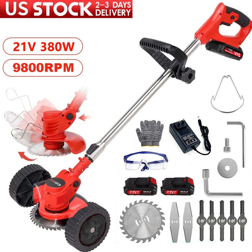 Cordless Electric Weed Lawn Eater Edger Yard Grass String Trimmer Cutter mower gallery