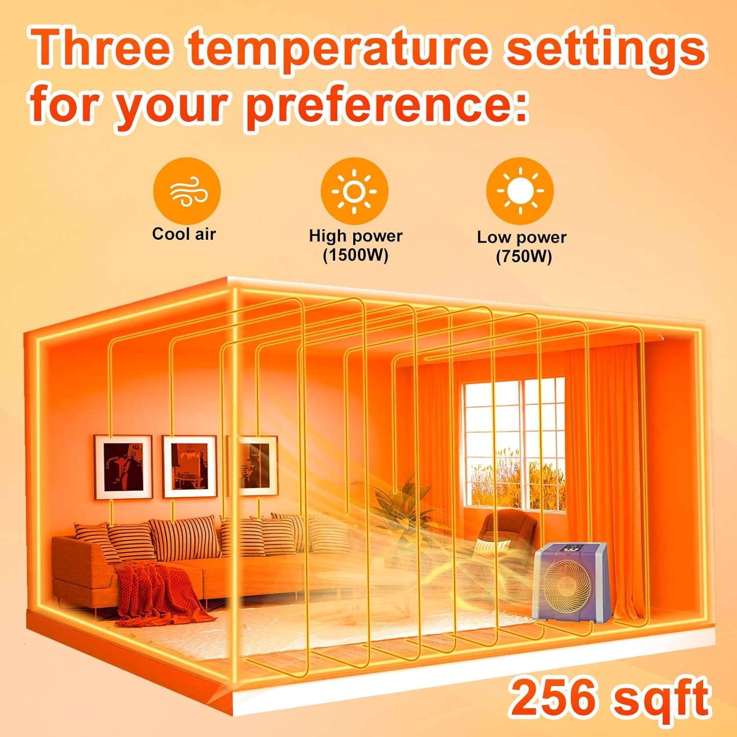 Digital Remote Control Space Heater with Timer - 1500W/750W Power gallery