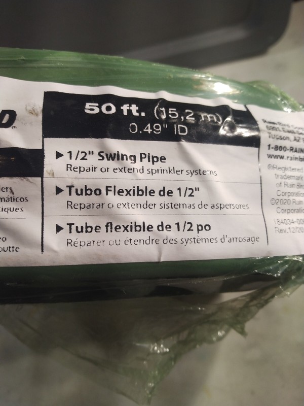 Rain Bird E-Z Black Polyethylene Swing Pipe 50 L ft. x 0.69 H x 0.69 W in.x1/2 gallery