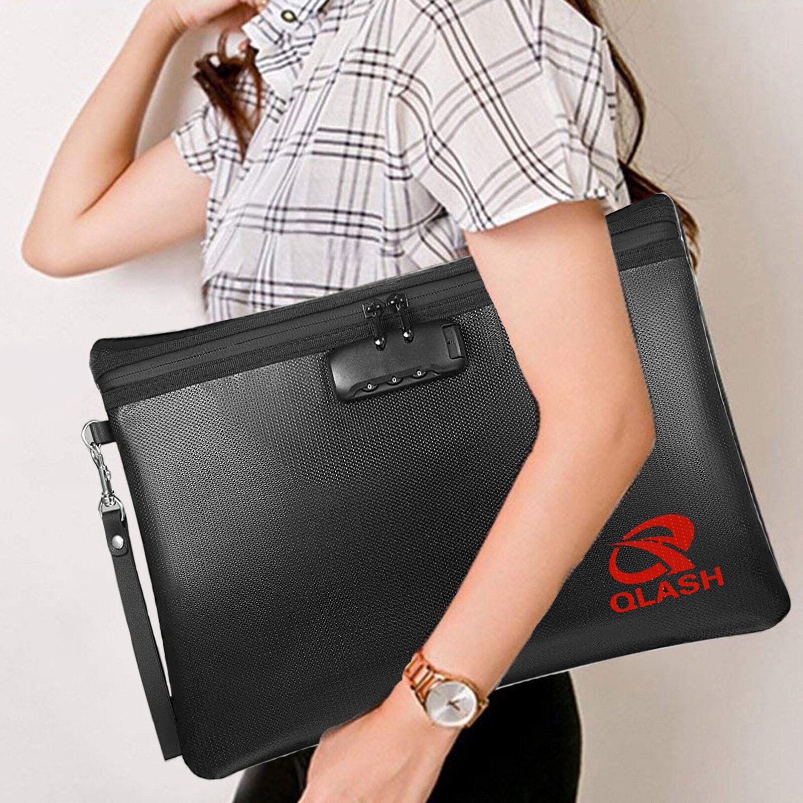 Large Fire Proof Bag with Lock 14x10" Document Pouch Waterproof Money Cash More gallery