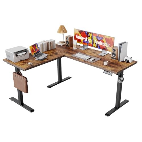 59 Inch L Shaped Standing Desk Adjustable Height, 59 x 48 Inch Rustic Brown gallery