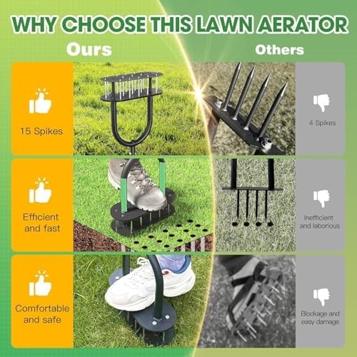 Automatic Lawn Aerator 15 Sharp Metal Spikes 3in Soil Yard Garden Tool gallery