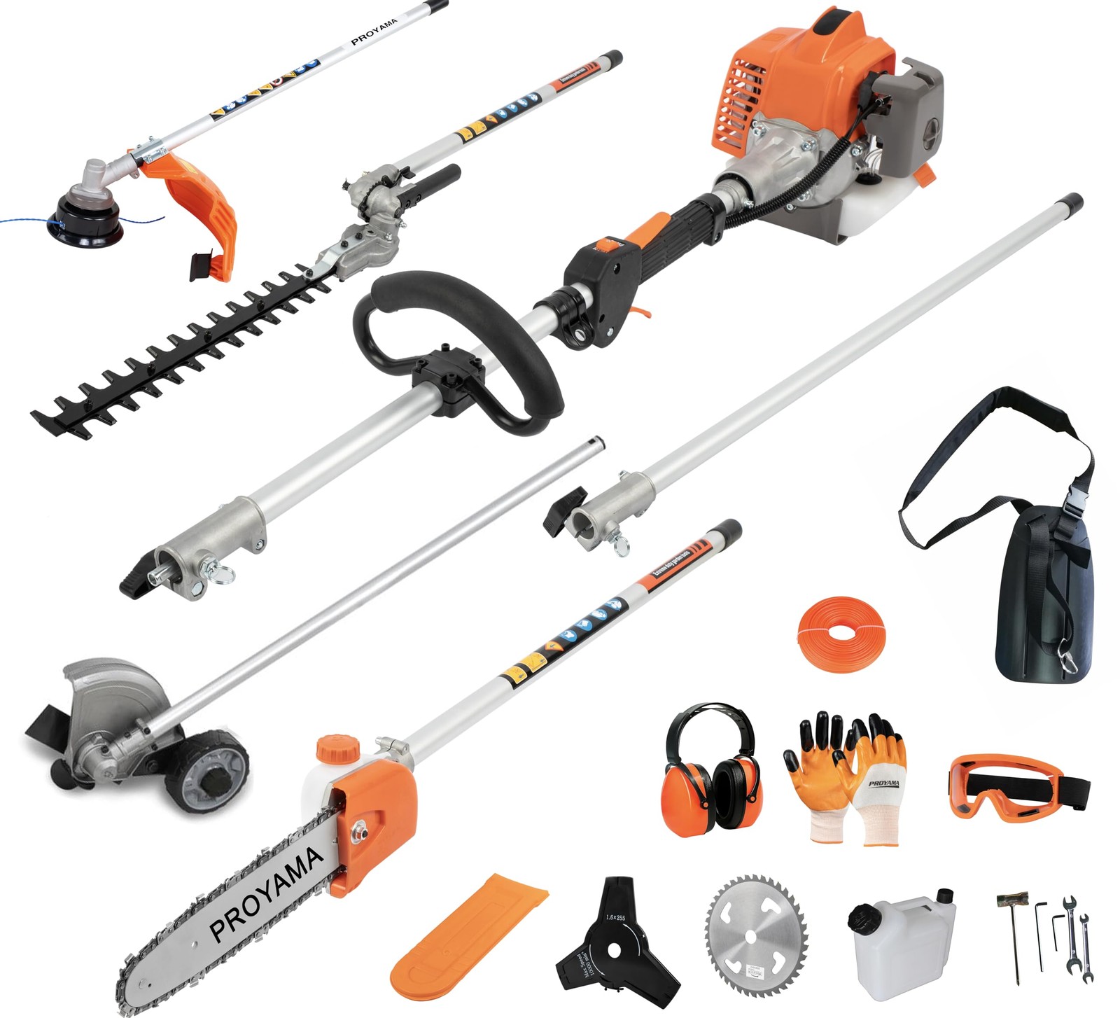 6in1 Gas Powered Combo Kit 26CC Hedge Trimmer Weed Eater Edger Orange PROYAMA gallery