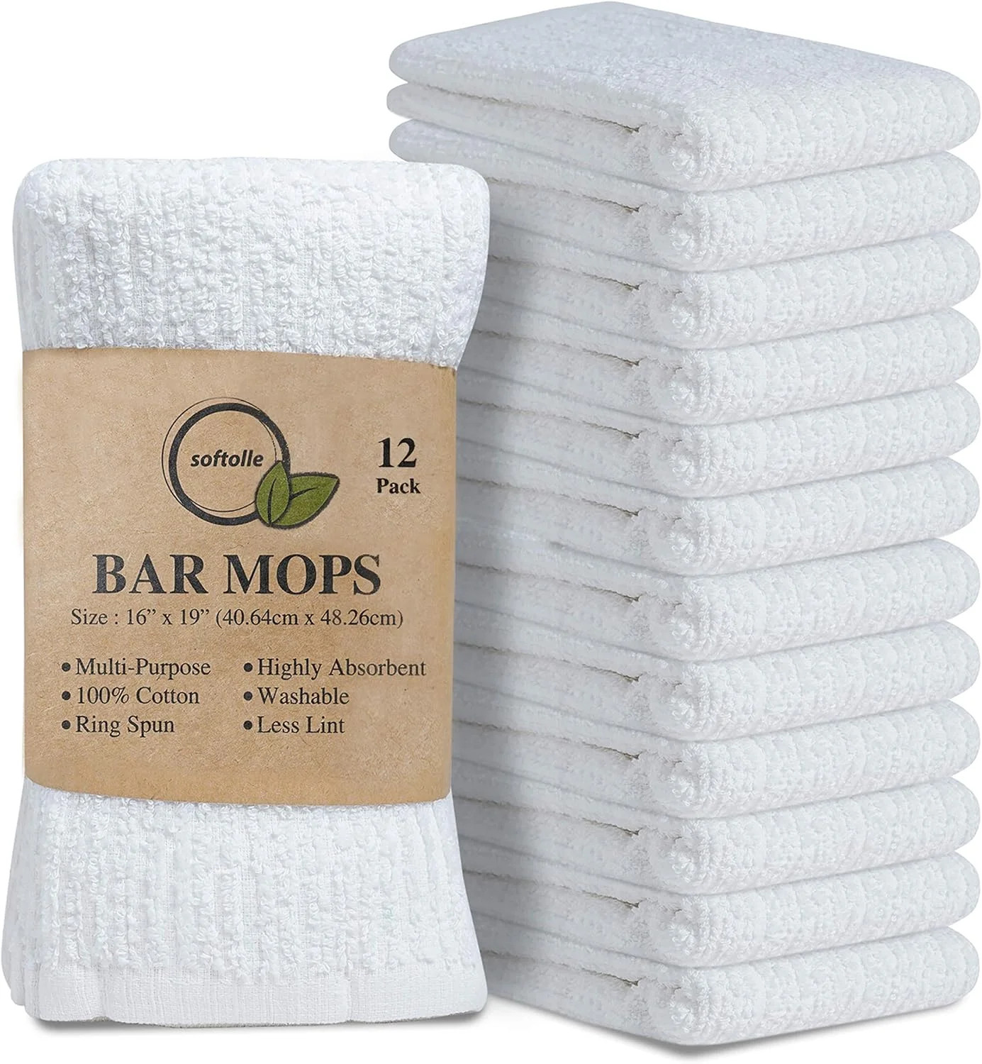 Towels Kitchen Bar Mops Towels, Pack of 12 Towels - 16 x 19 Inches, 100% Cotton gallery