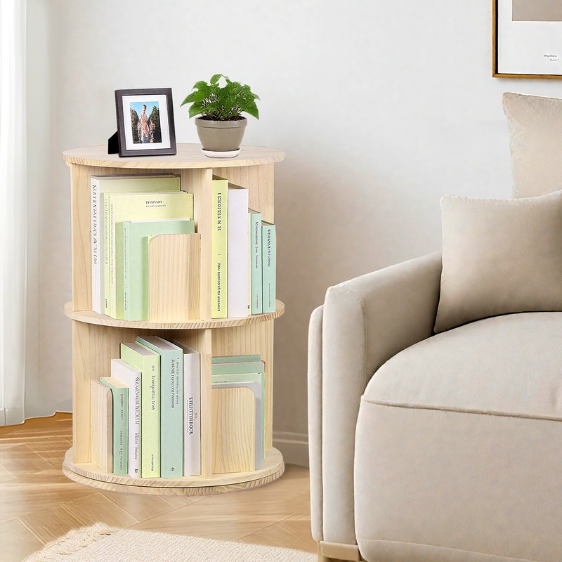 360° Revolving Bookcase Rotating Stackable Shelf Floor-Standing Storage Display gallery