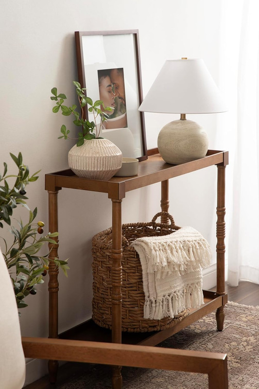 Rustic Brown Bellport Farmhouse Console Table for Entryway Storage & Display gallery