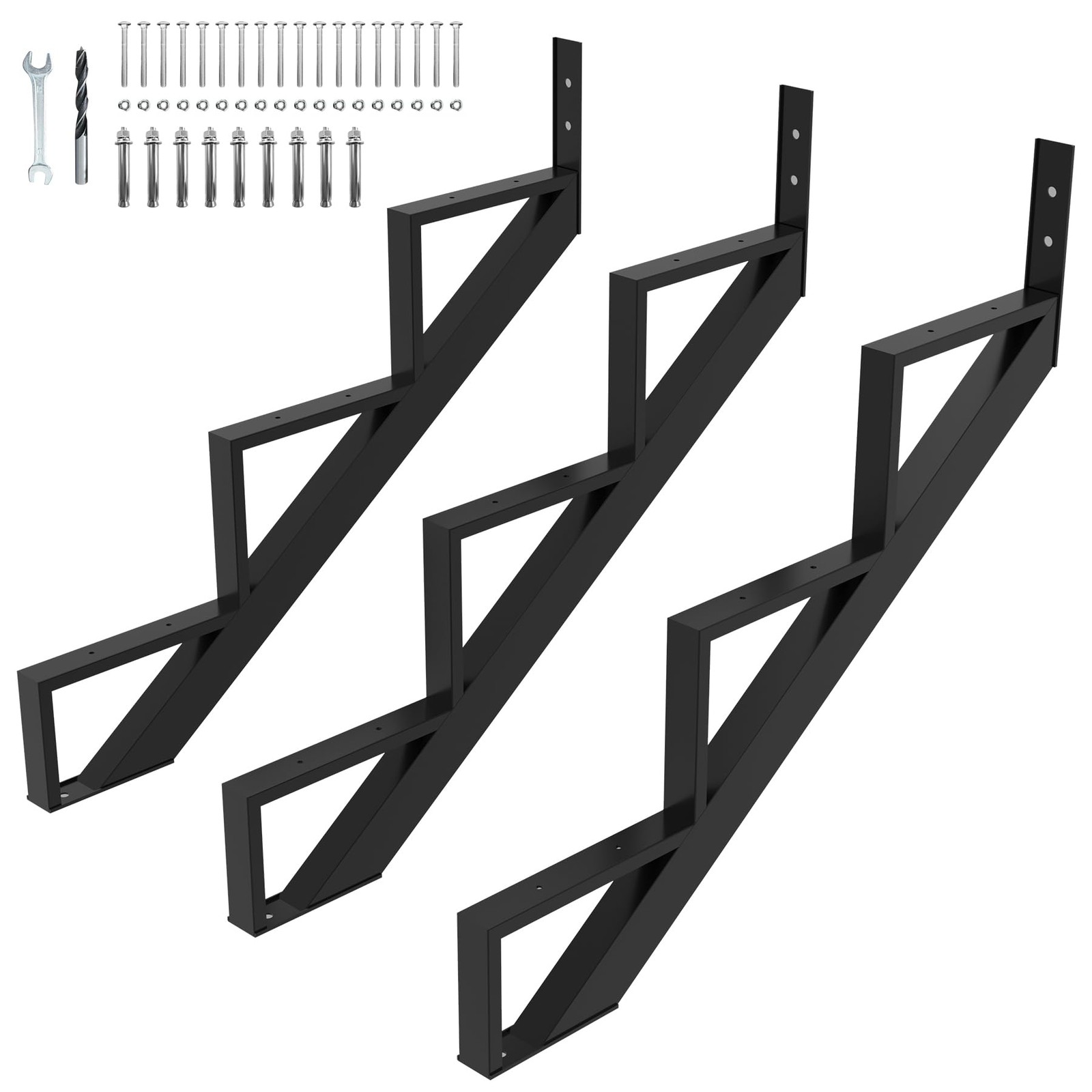 Toriexon 3 Pack Steel Stair Step Riser, 3-Step Metal Stair Stringer Heavy Dut... gallery