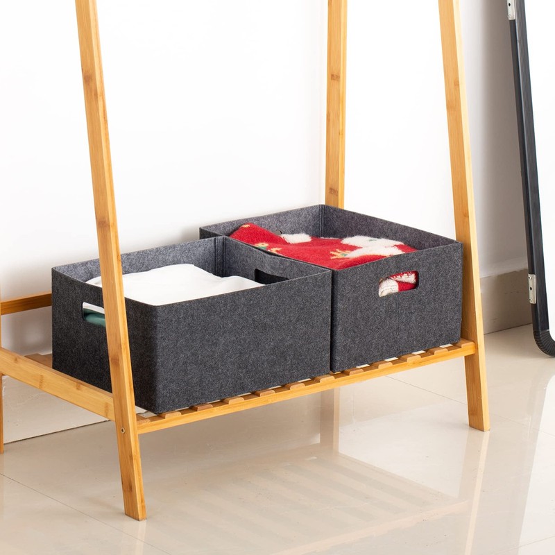 2 pack self-supporting collapsible felt storage basket in darkgrey for storag... gallery