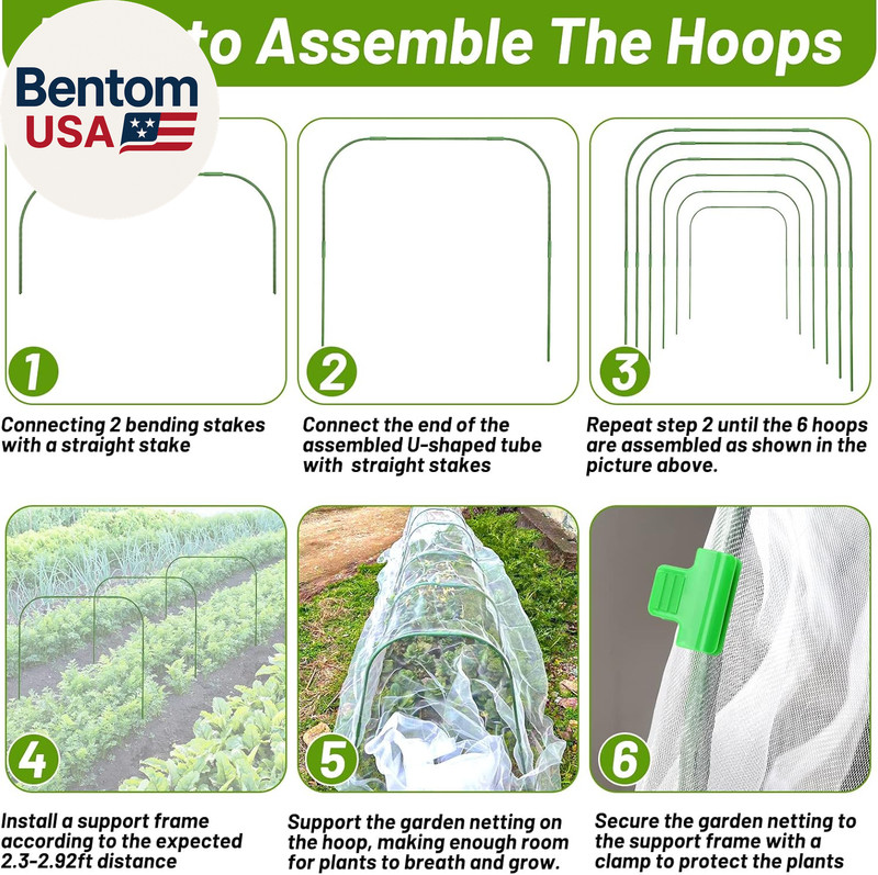 67Pcs Garden Mesh Netting Kit,6 Sets Wide Garden Hoops with 10X20 Ft Garden Cove gallery