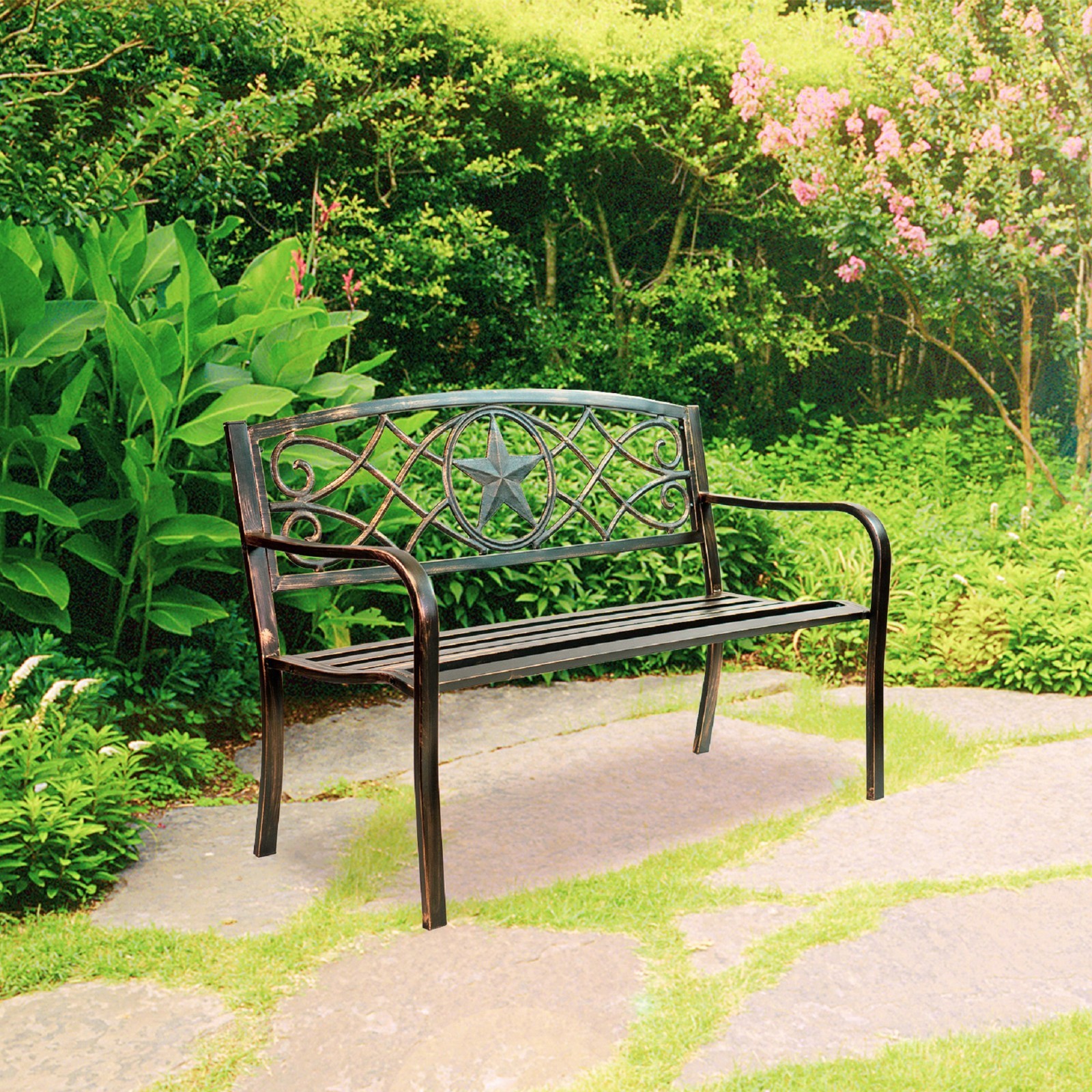 Unique Cast Iron Park Patio Bench Out Door Bench for Porch Lawn Garden Deck gallery