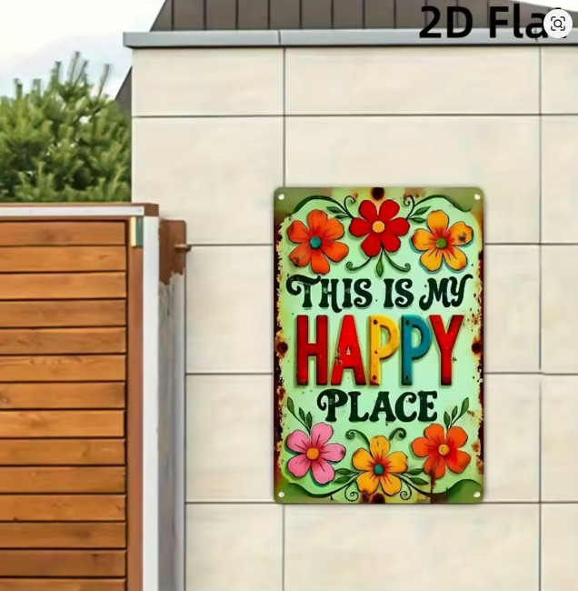 Retro Vintage Rustic Boho This Is My Happy Place Wall Metal Sign 8x12 Flowers gallery