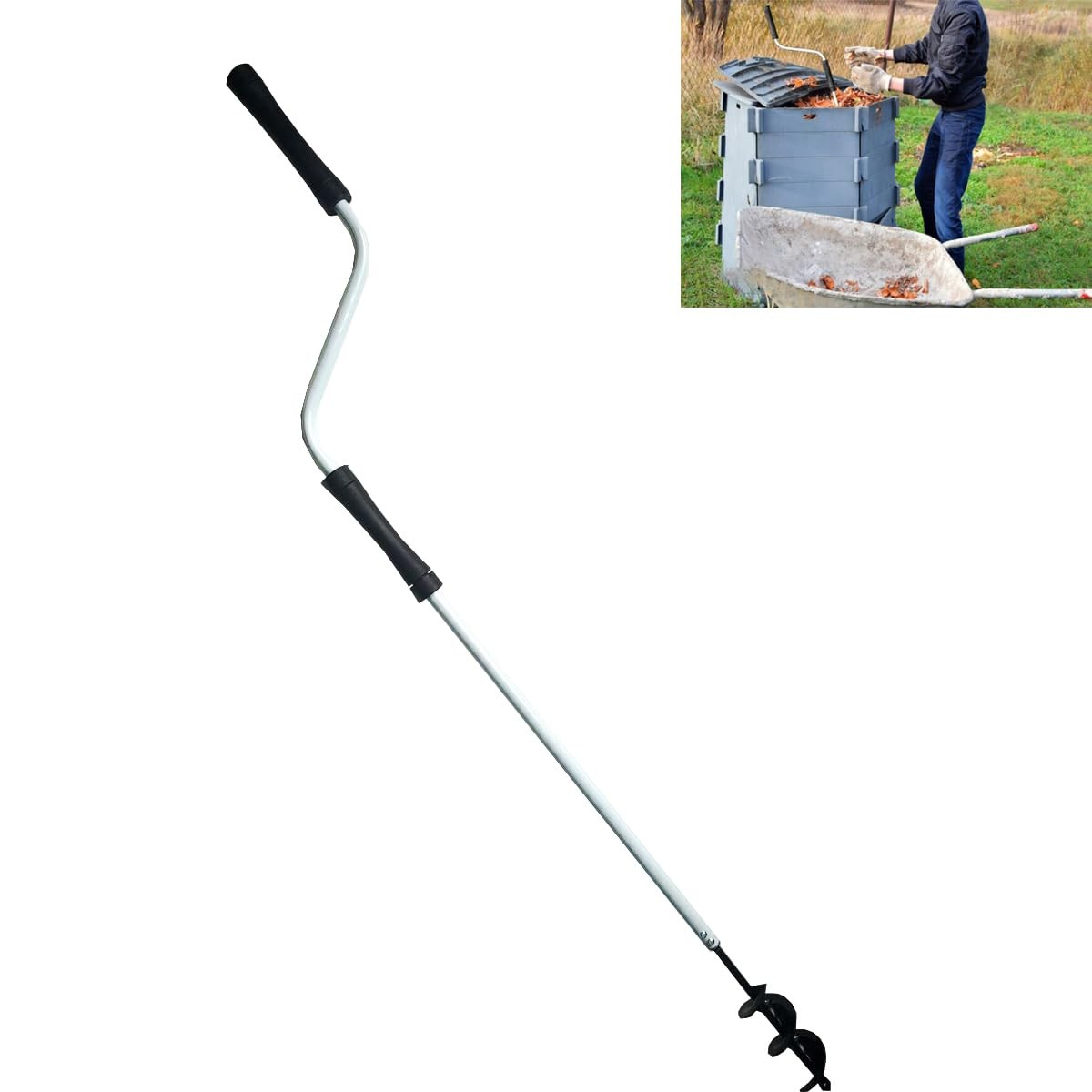 Compost Aerator, 110CM Length Compost Turner Tools Iron Composting Accessorie... gallery