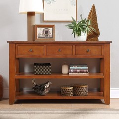 48” Solid Pine Wood Top Console Table,Modern Entryway Sofa Side Table w/Drawer