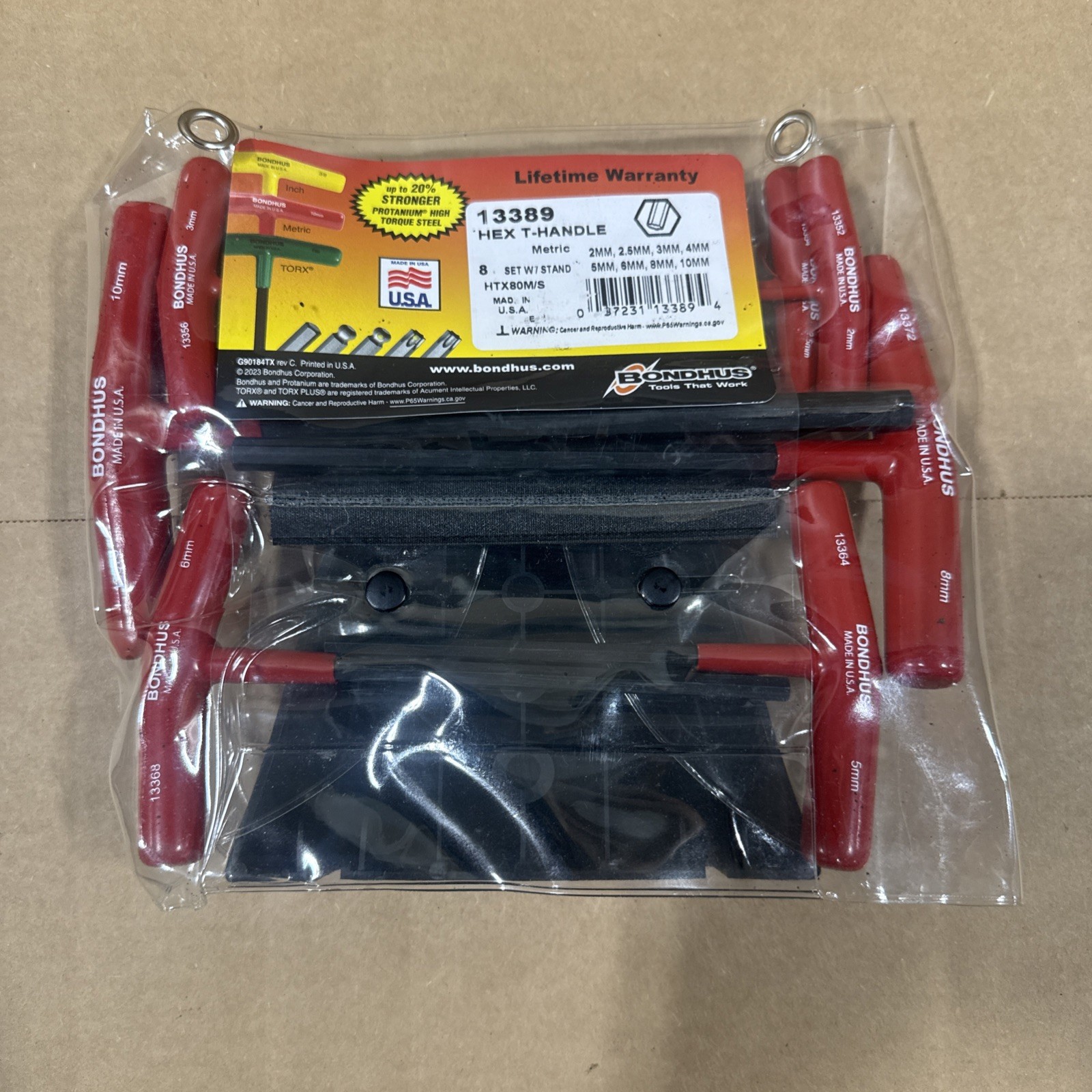 Bondhus 8pc T Handle Hex Wrench Set Metric 2-10mm w/ Stand USA 13389 NEW gallery