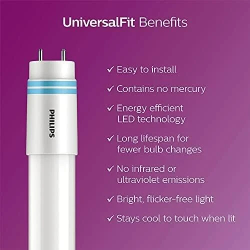 Philips Instant Fit T8 Bi-Pin Led Bulb Daylight 32 Watt Equivalence 6500K 10 PK gallery