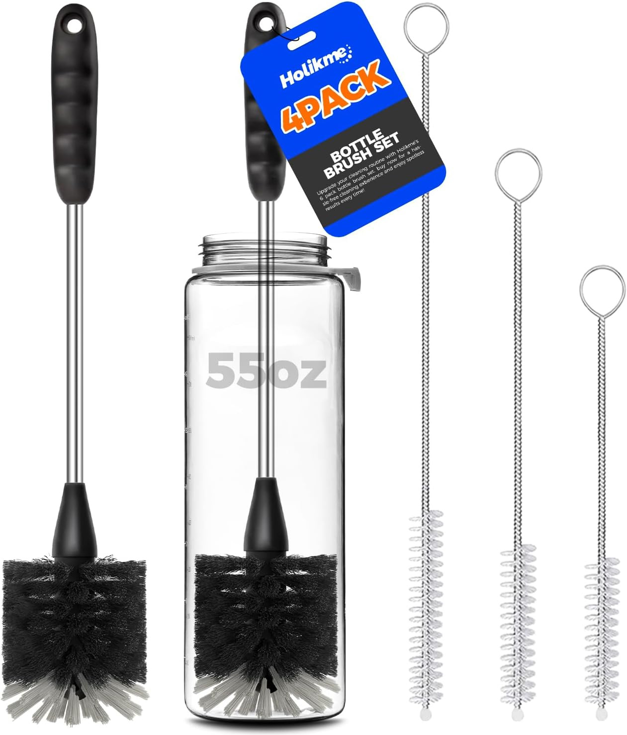 Bottle Brush Cleaner Set, 14" Long Handle Stainless Steel Bottle Cleaner Brush, gallery