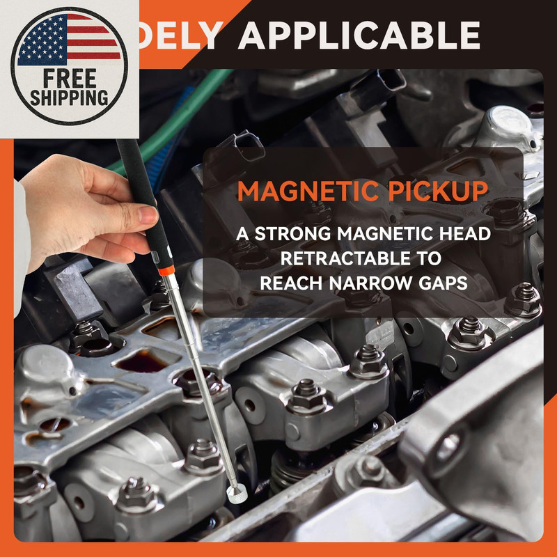 4-Pack Magnetic Pick-Up Tool Set with Tray | Telescoping & Flexible Magnet Kit gallery
