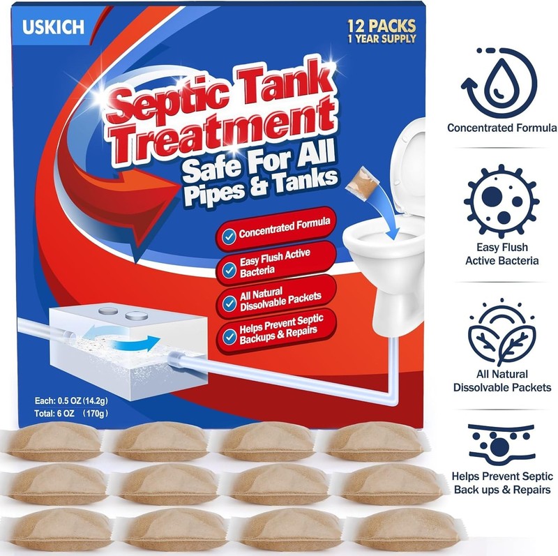 Septic Safe Dissolvable Bacteria Packets - 12 Count for Odor Control and Clogs gallery