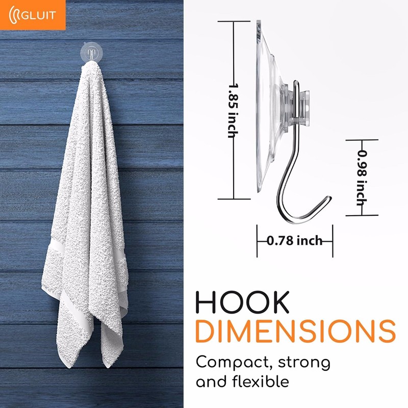 GLUIT Suction Cups Shower, Bath, Window, Wall Heavy Duty Hooks Hold 3lb 14 pack gallery