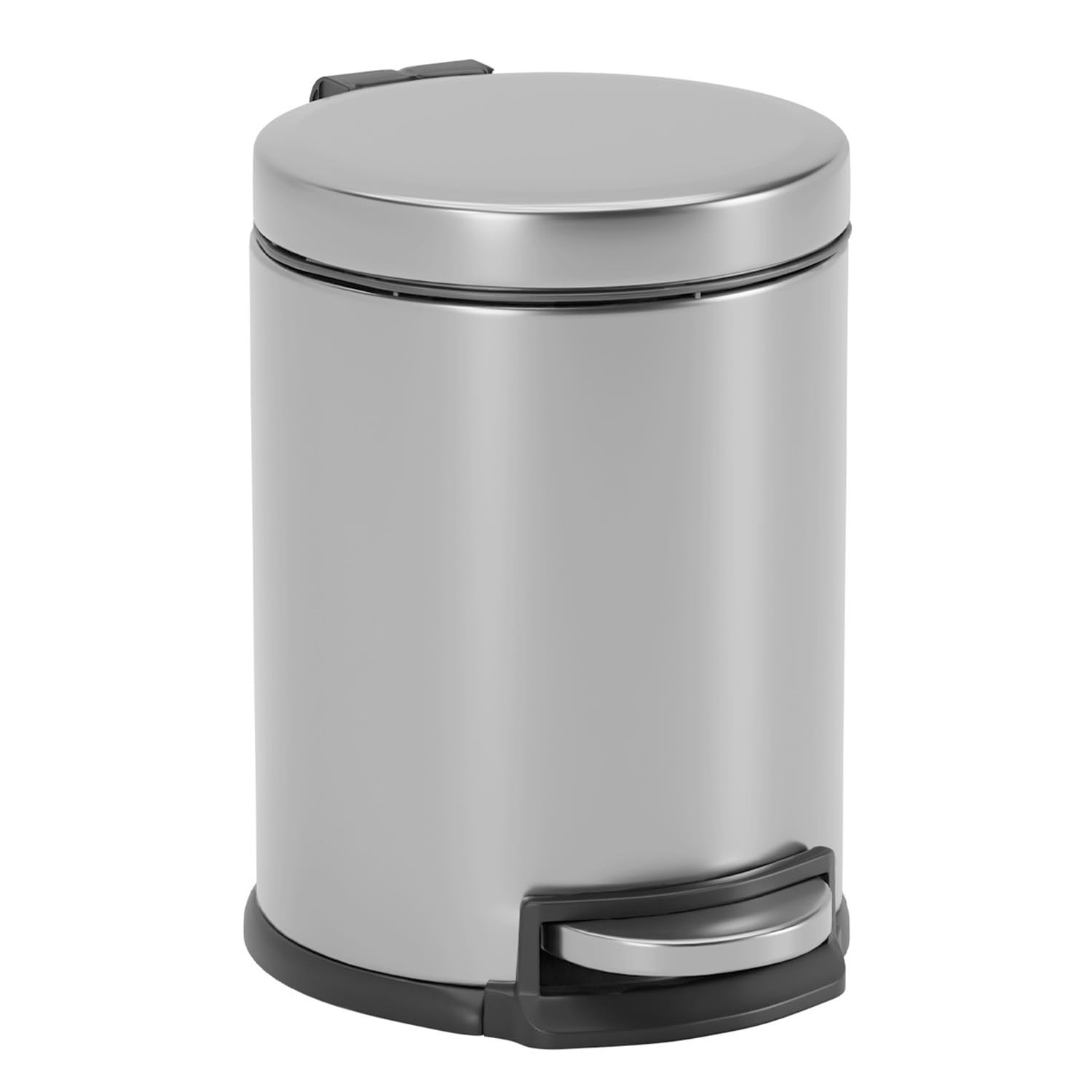 Fdw Mini Trash Can 5L Stainless Steel Round Cylindrical Soft-Close Foot Pedal gallery