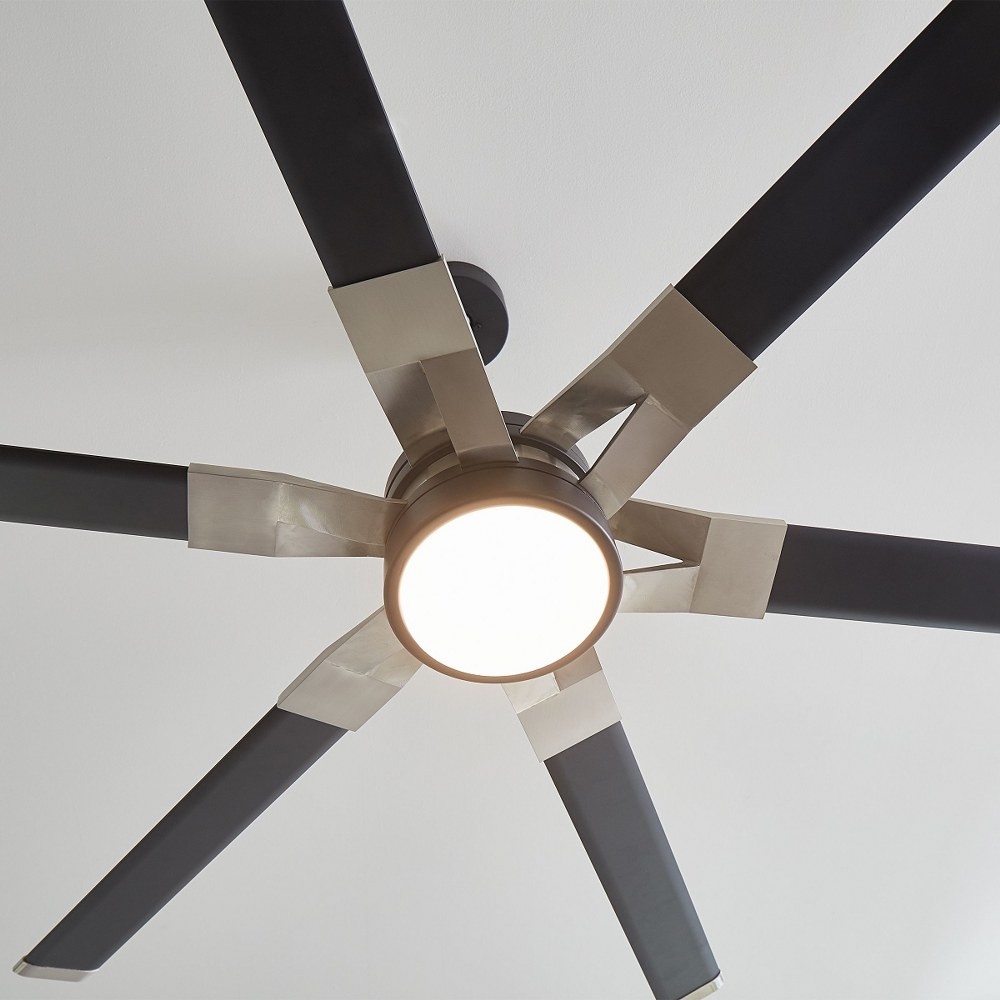 62 Inch 6 Blade Ceiling Fan with Light Kit-Matte White with Brushed Steel Finish gallery