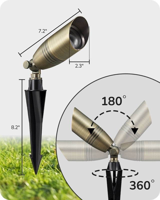 EDISHINE Solid Brass Landscape Spotlight Outdoor,12V Low Voltage LED gallery