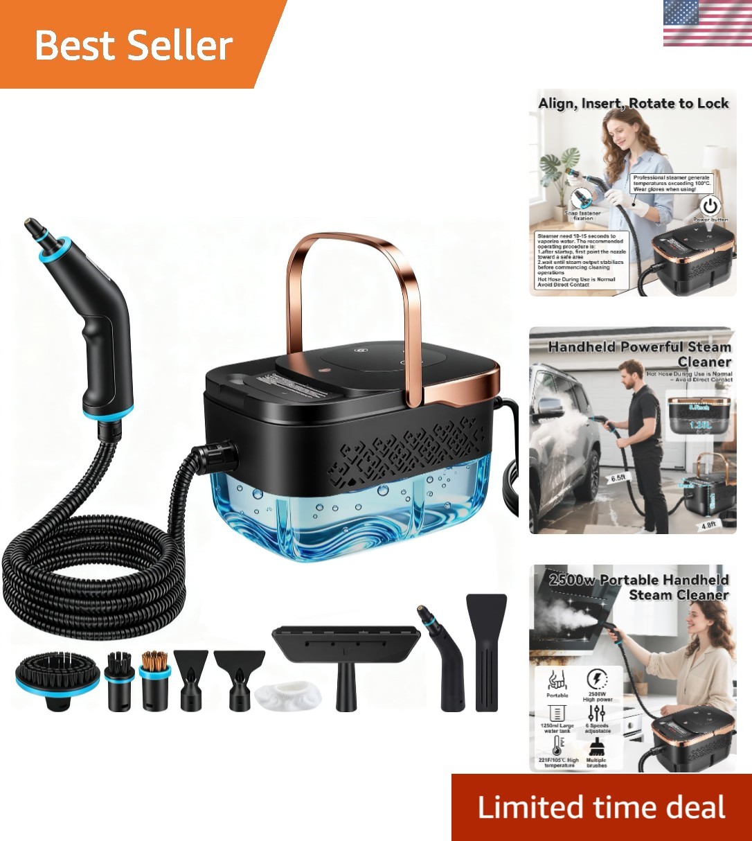 2500W Portable Handheld Steam Cleaner - Versatile High-Pressure Cleaning Machine gallery