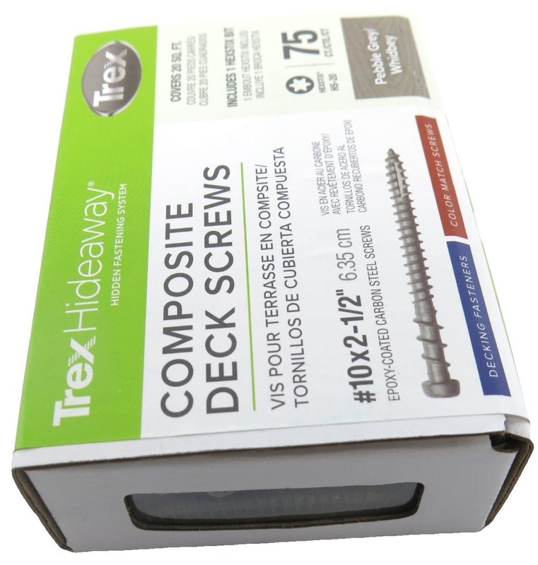 Trex Hideaway Composite Deck Screws Pebble Gray 10x2-1/2 75 Count gallery