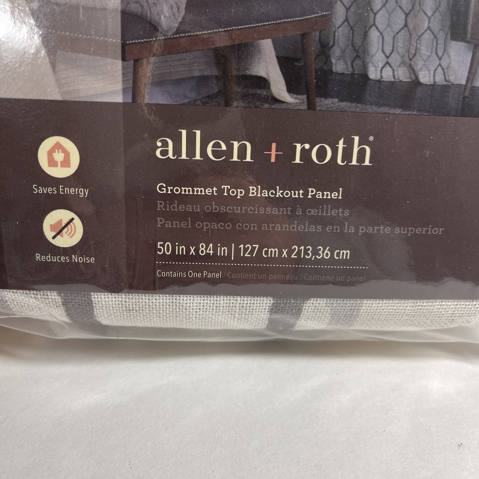 NEW Allen + Roth 84" Grey White Blackout Single Curtain Panel Lot of 2 gallery