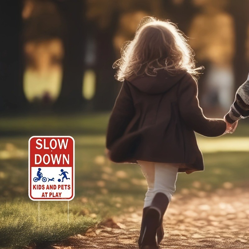 Safety Slow Down Sign Warning Street Signs Wall Decor Yard Driveway Metal Plaque gallery