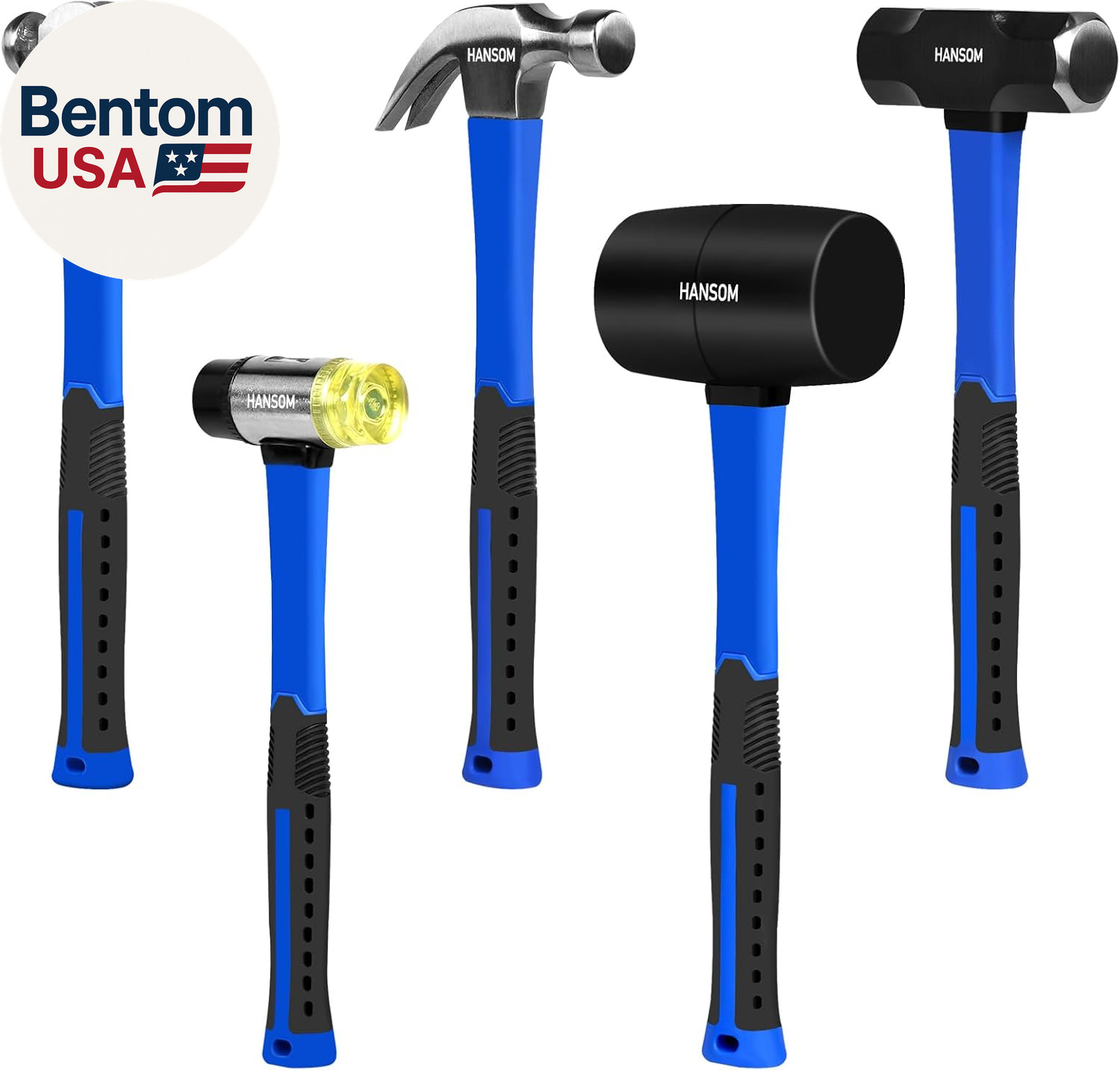 5-Pack Hammer Set,Rubber Mallet 32Oz, Double-Faced Mallet 22Oz,16Oz Claw Hammer, gallery