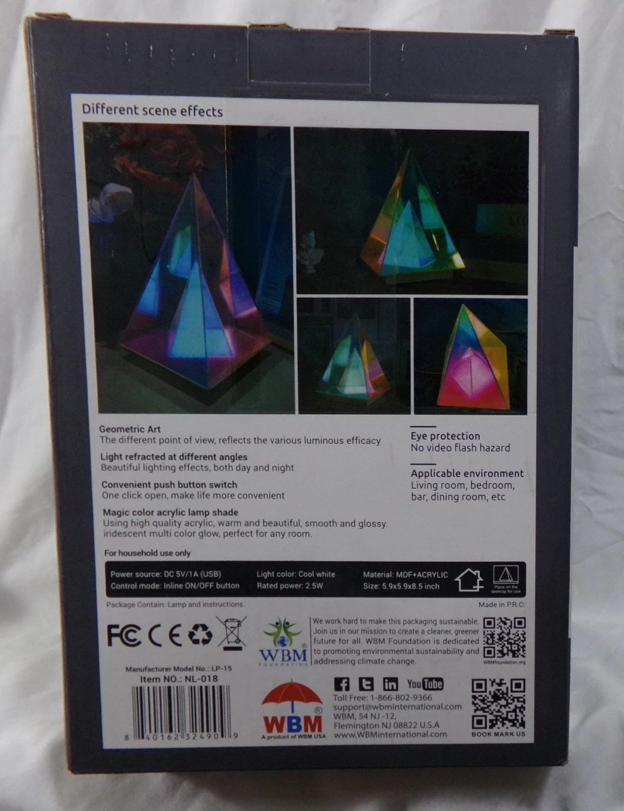 HIMALYAYAN GLOW ACRYLIC PRISM PYRAMID MULTI COLOR REFRACTED LIGHT GEOMETRIC LAMP gallery